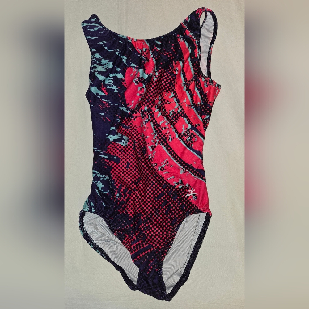 Motionwear Women's Abstract Pink and Blue Leotard - Adult Medium